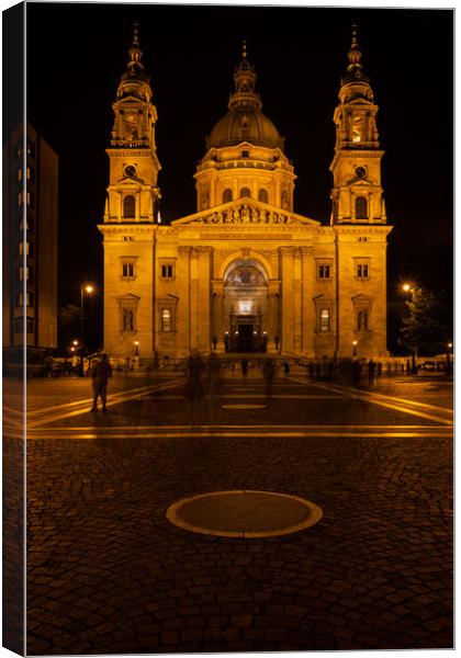 St. Stephen Basilica at Night in Budapest Canvas Print by Artur Bogacki