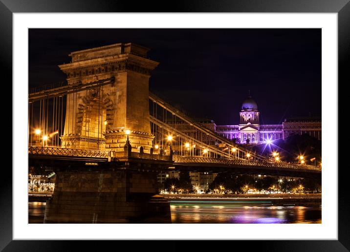 Budapest City By Night Framed Mounted Print by Artur Bogacki