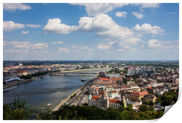 Budapest City From Gellert Hill Print by Artur Bogacki