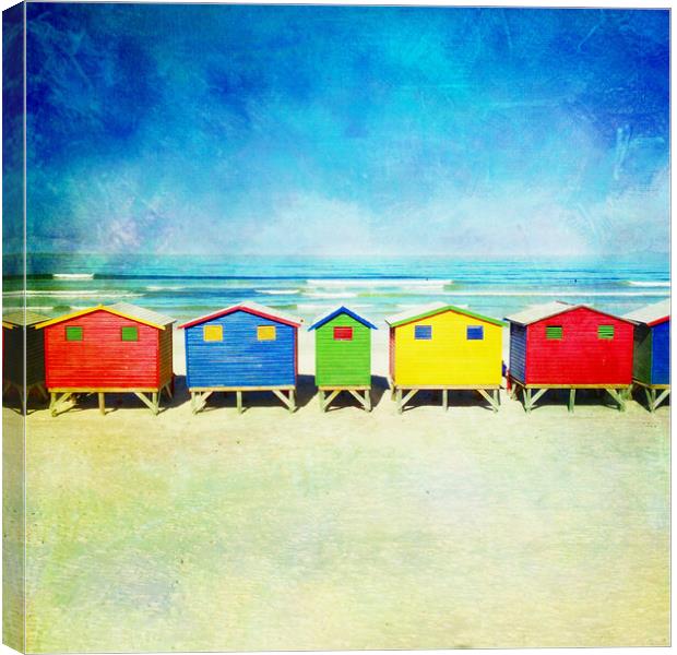 Colorful Beach Huts, Muizenberg Canvas Print by Neil Overy