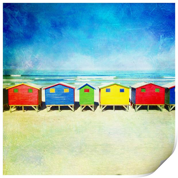 Colorful Beach Huts, Muizenberg Print by Neil Overy