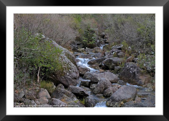 Rocky Waterfall Scenery in Geres Framed Mounted Print by Angelo DeVal