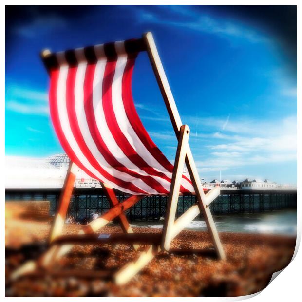 Deckchair Toy camera effect Print by Neil Overy