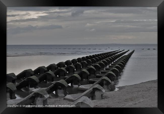 Wave Breakers in New Brighton Framed Print by Photography by Sharon Long 