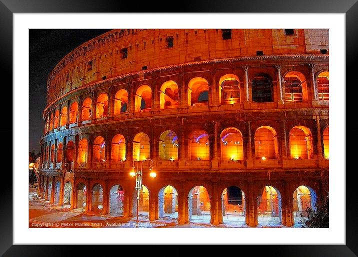 Colosseum Rome at night Framed Mounted Print by Pieter Marais
