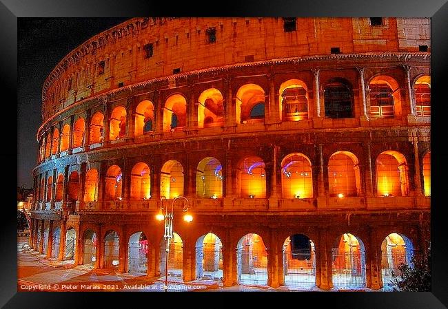 Colosseum Rome at night Framed Print by Pieter Marais