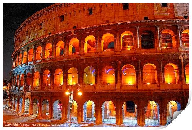 Colosseum Rome at night Print by Pieter Marais