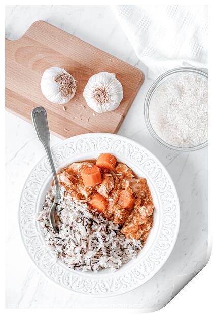 Sweet Apricot Chicken and Wild Rice Print by Radu Bercan