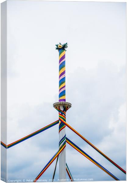 Traditional English Maypole Wth Coloured Ribbons Canvas Print by Peter Greenway