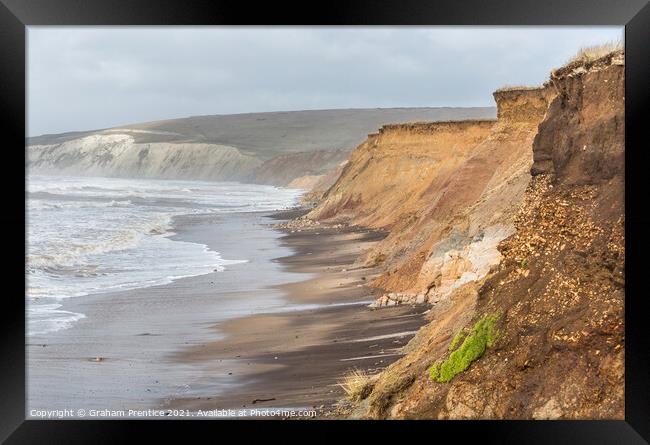 Compton Bay in Stormy Weather Framed Print by Graham Prentice