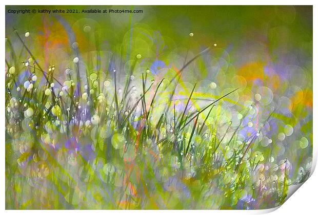 Mystic Morning Meadow Print by kathy white