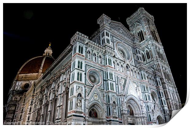  the Duomo at night Print by John Henderson
