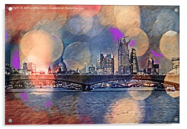 river thames; london nights  Acrylic by kathy white