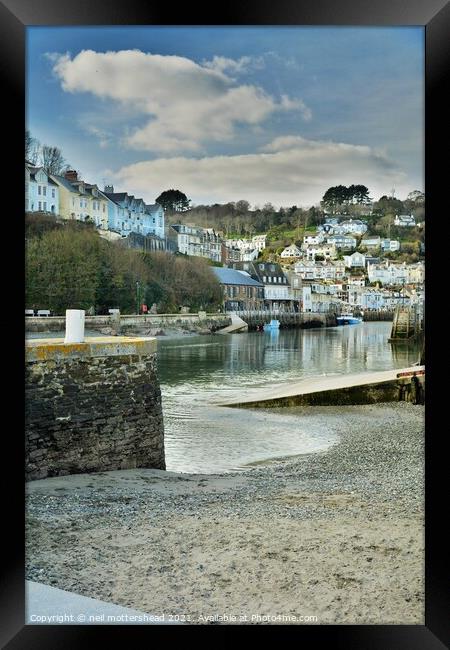 Outgoing Tide At Looe, Cornwall. Framed Print by Neil Mottershead