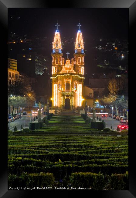 Nossa Senhora da Consolacao Church at Christmas in Guimaraes Framed Print by Angelo DeVal