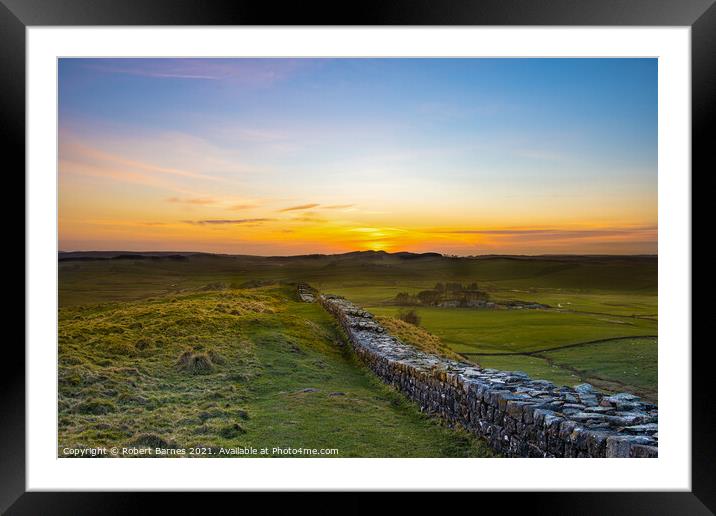 Hardrian's Wall at Sunset Framed Mounted Print by Lrd Robert Barnes