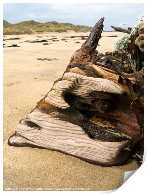 Shipwreck timbers on Balnahard Beach, Isle of Colonsay, Scotland Print by Photimageon UK
