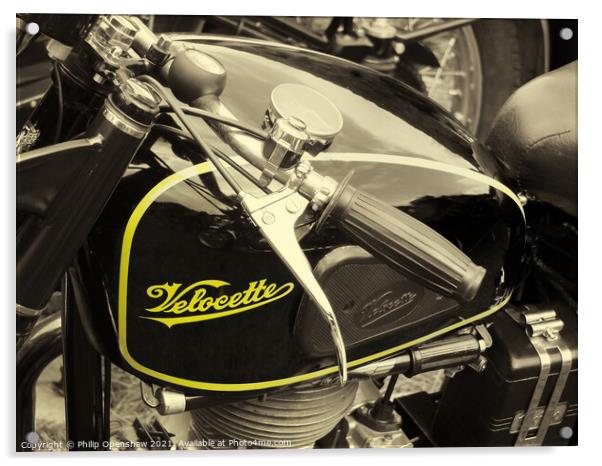 velocette m series vintage motorcycle Acrylic by Philip Openshaw