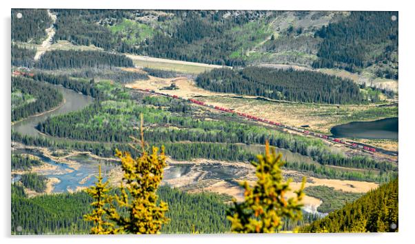 Canadian Freight Train, Alberta, Canada Acrylic by Mark Llewellyn