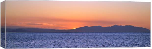 Majestic Isle of Arran silhouetted at sunset Canvas Print by Allan Durward Photography