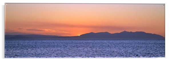 Majestic Isle of Arran silhouetted at sunset Acrylic by Allan Durward Photography