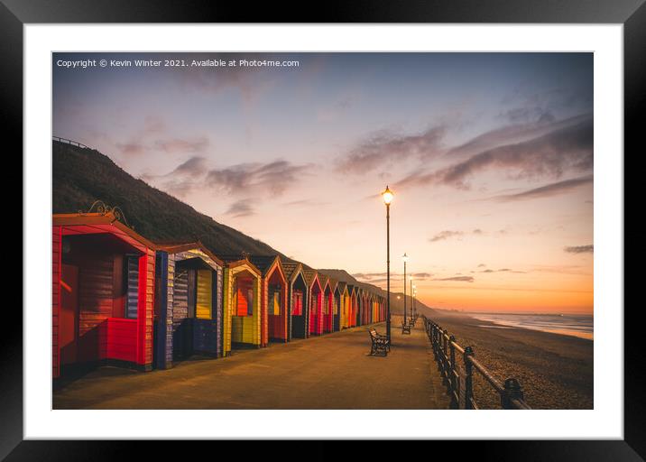 Beach Huts at sunset Framed Mounted Print by Kevin Winter