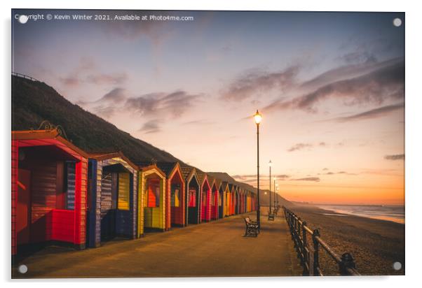 Beach Huts at sunset Acrylic by Kevin Winter