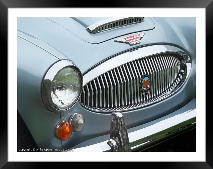 Blue Austin Healey 3000 Sports car Framed Mounted Print by Philip Openshaw