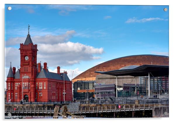 Cardiff Bay Architecture Acrylic by Gordon Maclaren