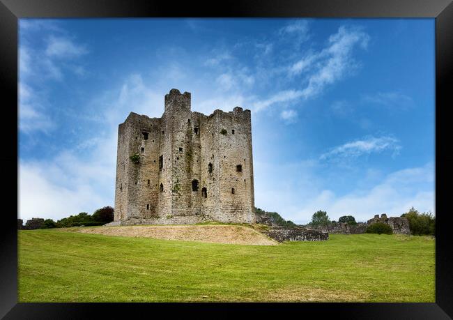 Ancient mediaeval castle in Ireland surrounded by grassy fields  Framed Print by Thomas Baker