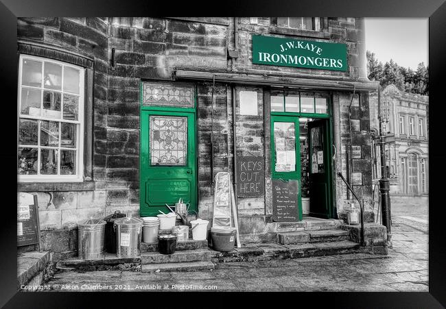 Ironmongers Shop Holmfirth Framed Print by Alison Chambers