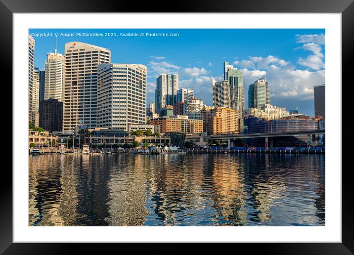 Darling harbour at sundown Framed Mounted Print by Angus McComiskey