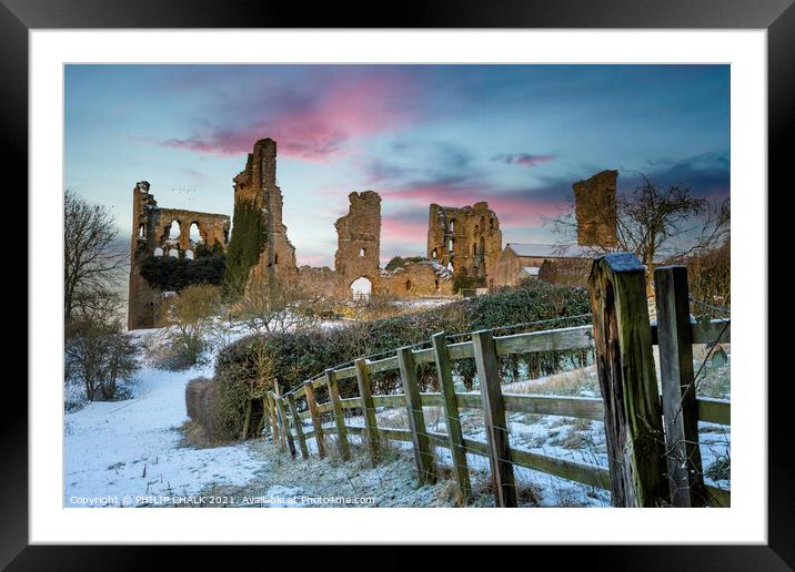Delicate sunrise at Sherriff hutton castle 434 Framed Mounted Print by PHILIP CHALK