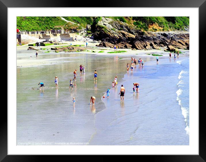The beach at Looe, Cornwall. Framed Mounted Print by john hill