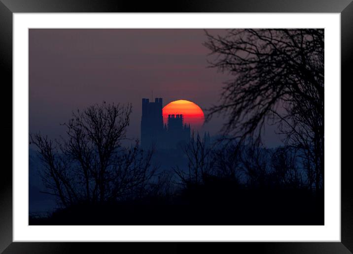 Sunrise behind Ely Cathedral, 23rd March 2021 Framed Mounted Print by Andrew Sharpe