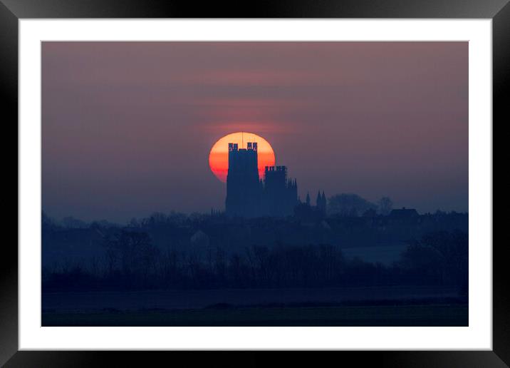 Sunrise behind Ely Cathedral, 23rd March 2021 Framed Mounted Print by Andrew Sharpe