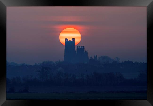 Sunrise behind Ely Cathedral, 23rd March 2021 Framed Print by Andrew Sharpe