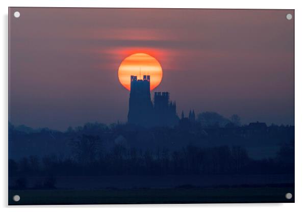 Sunrise behind Ely Cathedral, 23rd March 2021 Acrylic by Andrew Sharpe