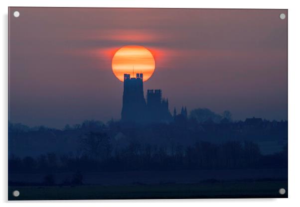 Sunrise behind Ely Cathedral, 23rd March 2021 Acrylic by Andrew Sharpe