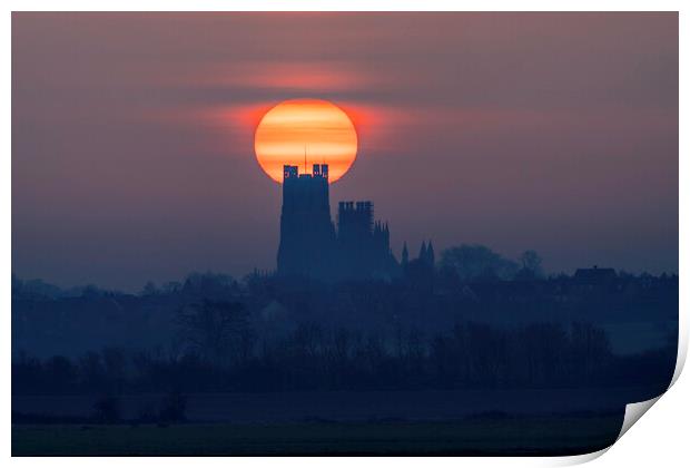 Sunrise behind Ely Cathedral, 23rd March 2021 Print by Andrew Sharpe