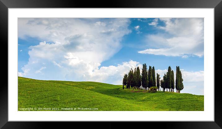 Cypress Tree Copse, Tuscany Framed Mounted Print by Jim Monk