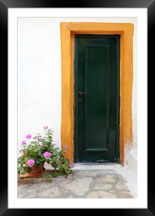 Old Greek Door in Corfu Framed Mounted Print by Neil Overy
