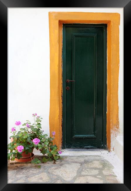 Old Greek Door in Corfu Framed Print by Neil Overy