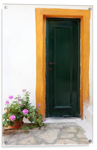 Old Greek Door in Corfu Acrylic by Neil Overy