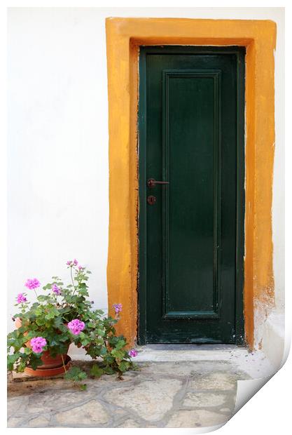 Old Greek Door in Corfu Print by Neil Overy