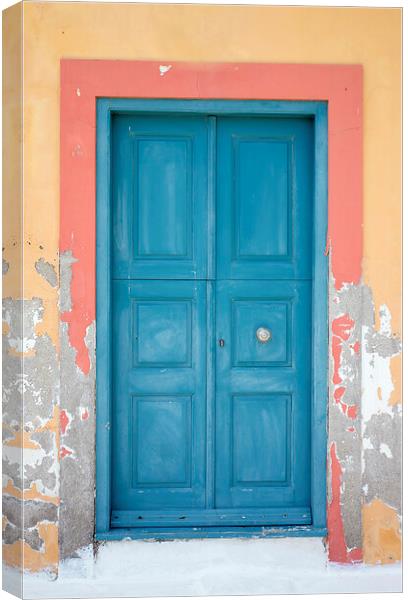 Old Greek Door Kastellorizo Island Canvas Print by Neil Overy