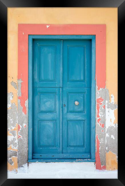 Old Greek Door Kastellorizo Island Framed Print by Neil Overy