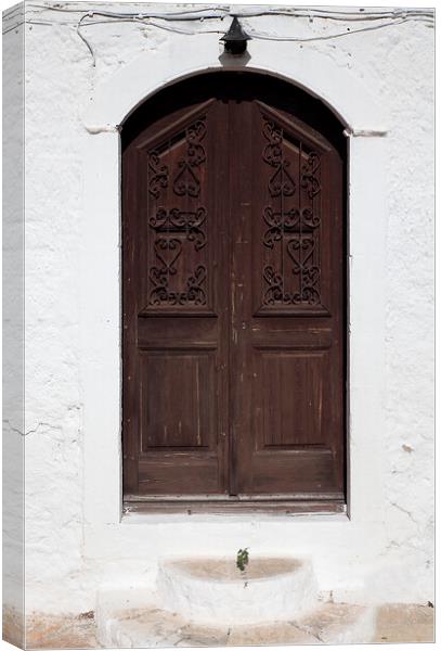 Old Wooden Greek Door Canvas Print by Neil Overy
