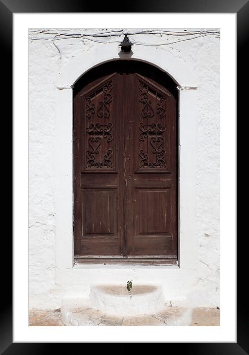 Old Wooden Greek Door Framed Mounted Print by Neil Overy