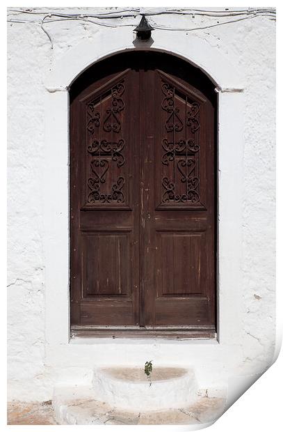 Old Wooden Greek Door Print by Neil Overy